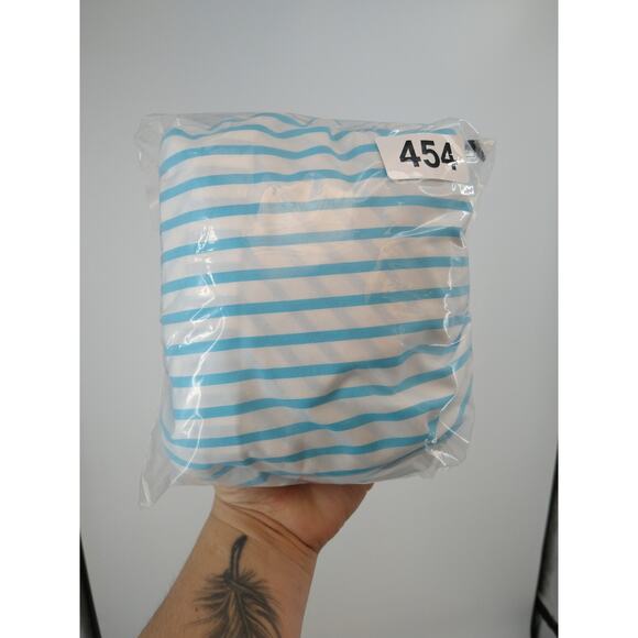 Chico's Shirt 1 M No Iron Box Striped Long Sleeve Button‎ Down Cotton Blue White - Picture 15 of 15